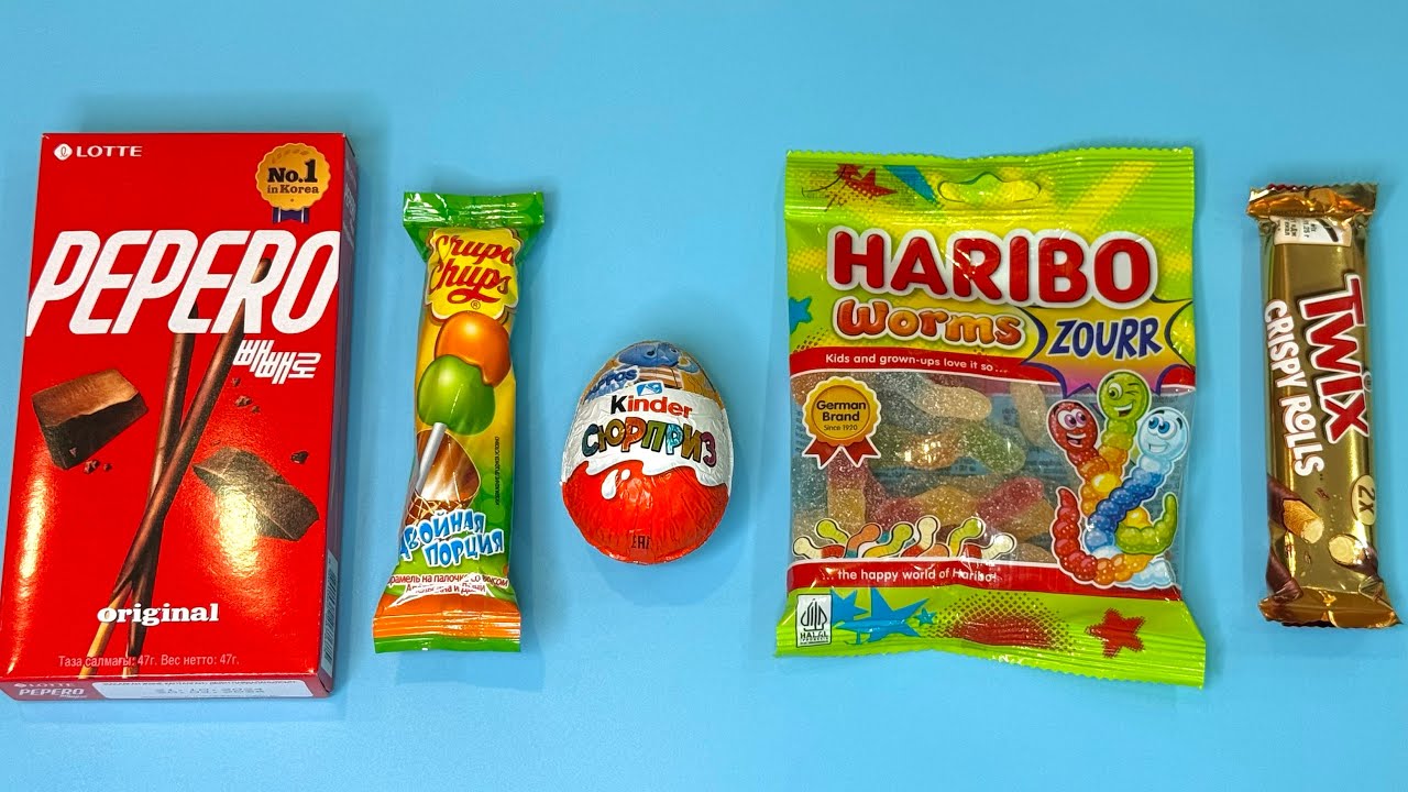 ASMR Satisfying Candy Sounds 🍬 Haribo, Pepero, Chupa Chups, Kinder & Twix | No Talking