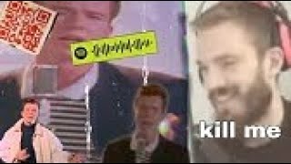PewDiePie getting Rickrolled for 3 minutes straight