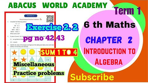 6th Maths Term 1 chapter 2 Introduction to Algebra Exercise 2.2 Sum 1to4 Miscellaneous  problemspg42