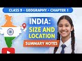 India - Size and Location | 10 Minutes Rapid Revision in Hindi Explanation | Summary Notes