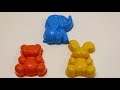 Изучаем цвета на английском для детей Кинетический песок формочки медведь слон заяц