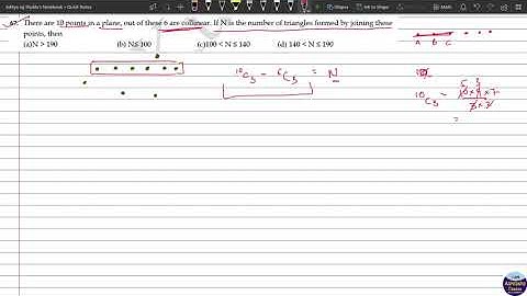 XIP&COQ067 _ There are 10 points in a plane, out of these 6 are collinear. If N is the number of