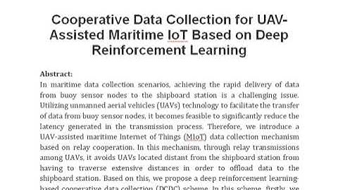 Cooperative Data Collection for UAV Assisted Maritime IoT Based on Deep Reinforcement Learning