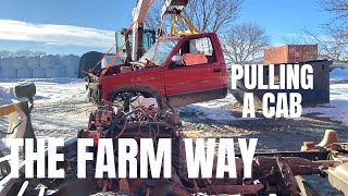 Removing a Truck Cab With an Excavator! 1990 Chevy Silverado