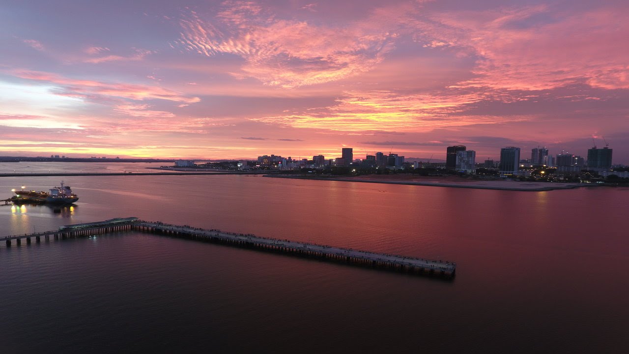 Woodlands Waterfront Park shot with DJI phantom 4 (Sunset and night