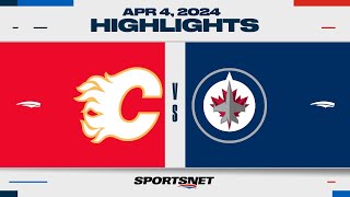 NHL Highlights | Flames vs. Jets - April 4, 2024