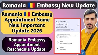 Romania embassy Appointment new Update || Romania visa update 2026 || Romania work permit update