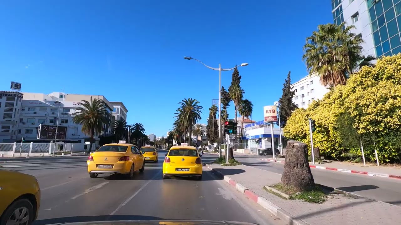 Mohammed-V Avenue To Manar 2 ,Tunisia 4k  🇹🇳 المنار 2 , شارع محمد الخامس