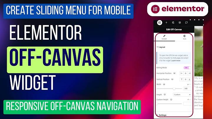 Responsive Off-Canvas Navigation With Elementor | Sliding Menu | Elementor Off-Canvas Widget