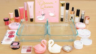 Hi! in this asmr makeup destruction video, i'm going to be mixing
eyeshadow into clear slime with pink and white colored makeup. i'll
br...