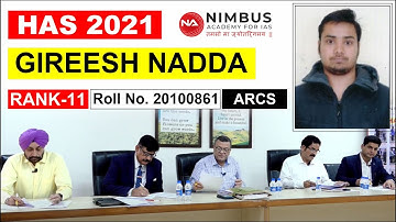 HPAS topper Gireesh Nadda Rank-11 (ARCS) Mock Interview 2022