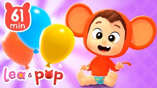 Los monitos juegan con los globos de colores de Pop 🙊🎈 Vídeos educativos de Lea y Pop