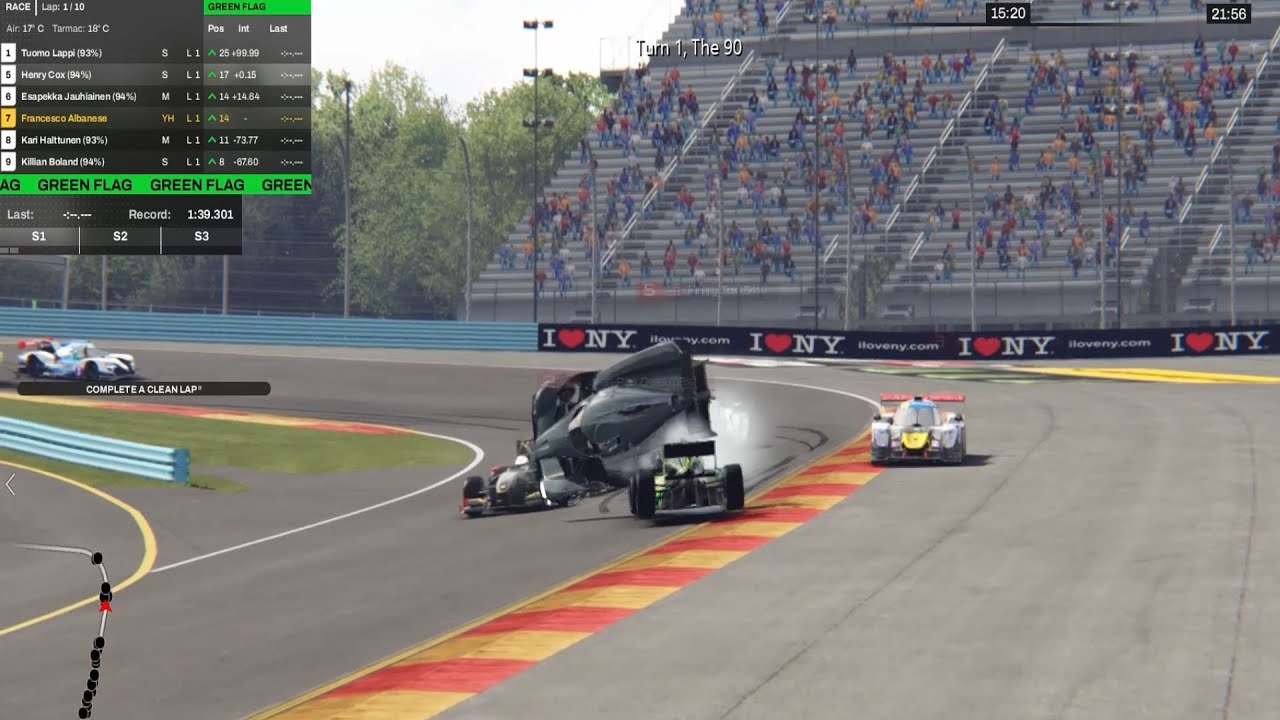 Assetto Corsa: Dallara320 in gara tra varie "Formula" a Watkins Glen.