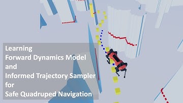 Learning Forward Dynamics Model and Informed Trajectory Sampler for Safe Quadruped Navigation