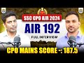 CPO TOPPER INTERVIEW | SSC CPO AIR 192 Topper Rahul SINGH Interview Result | SSC CPO 2024 Results