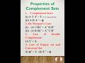 Properties of Complement Set. #complement #sets #maths #cbseboard #icsemaths #exam