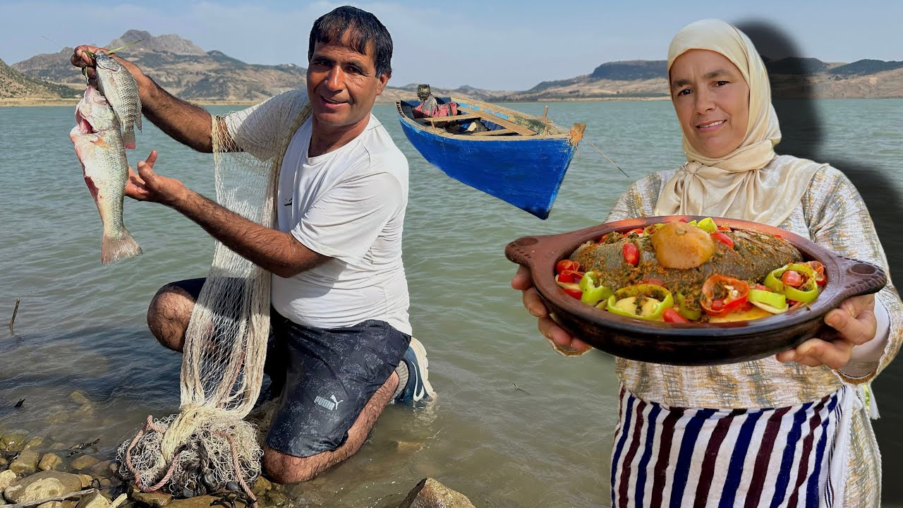 مغامرة صيد السمك في أكبر سد في المغرب و طبخه فوق نار الحطب