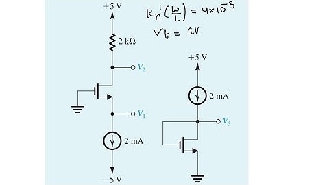 How to solve mosfet circuits | mosfet circuits at dc | find the labelled voltages on the NMOS circui