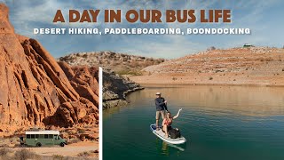 A Day in our Bus Life | Desert Hiking, Paddleboarding & Boondocking in Nevada