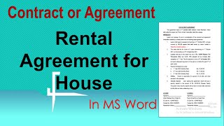 Rental agreement for house | One page house rental agreement in ms word