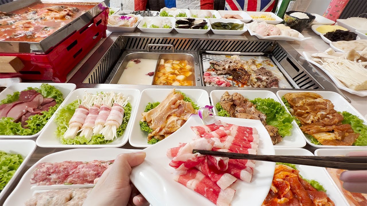 All You Can Eat Hotpot Bbq Grill Buffet Mukbang in Singapore at Ding
