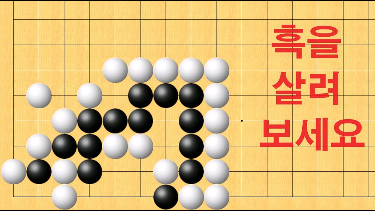 바둑 묘수 사활 - 정말 엄청 실수 많이 합니다. 흑을 살려보세요