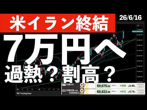 【米イラン戦闘終結】日経平均は7万円へ！となると過熱感や割高感が気になります！　#米国株 #日経平均 #sp500 #soxl #nvda