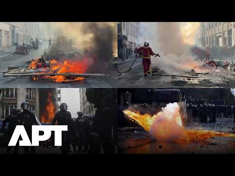 France Unrest Deepens: Protesters Return to Paris Square Amid Smoke and Police Lines | APT