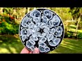 #1041 'Curly Whirly' 3D Resin Petal Bloom Effect Black And White Coaster