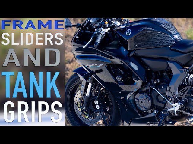 R7 Logo Frame Sliders Crash Protectors For Yamaha YZF-R7 2021-2025 - CNC Aluminum, POM Pads