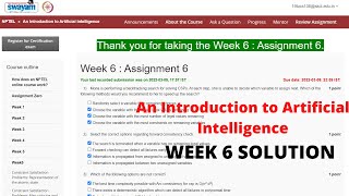 NPTEL 2022: An Introduction to Artificial Intelligence Week 6 Quiz Answers Assignment 6 Solutions