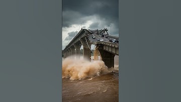 Bridge Collapse Caught on Camera! Cars Trapped Above Raging Flood 😱🌊🚗