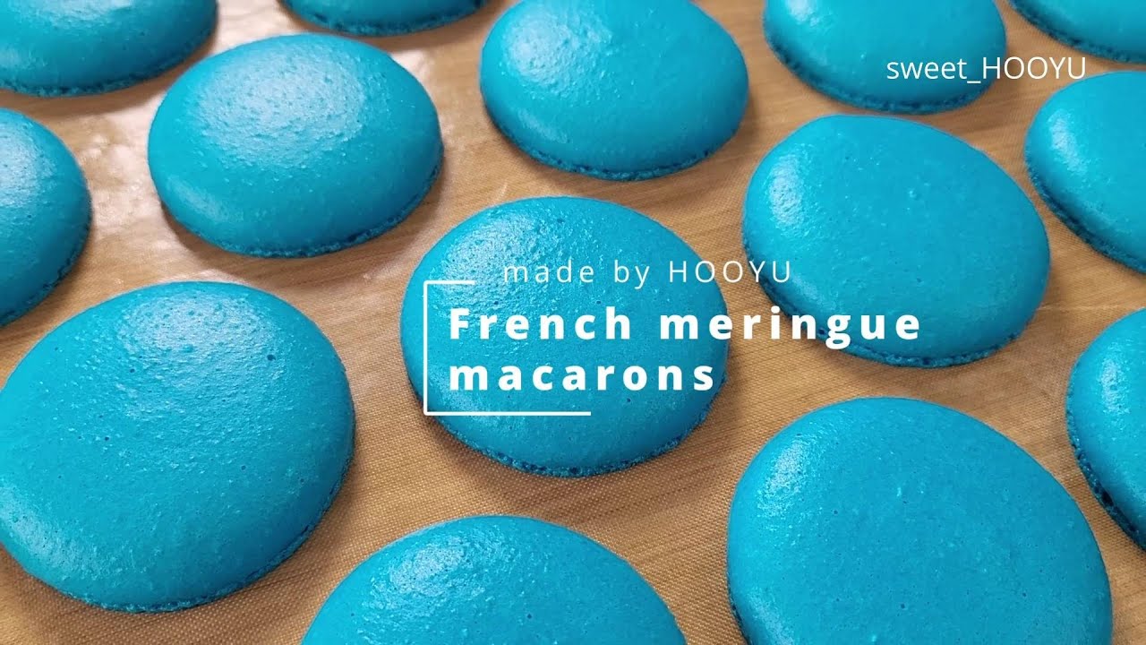 French meringue / blue / Mora color / macarons - YouTube