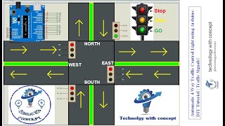 Automatic 4-Way Traffic Control Light using Arduino: DIY Tutorial | Project |Traffic Signals!
