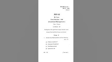 M.com(4th sem) investment management 2021-2022year exam paper