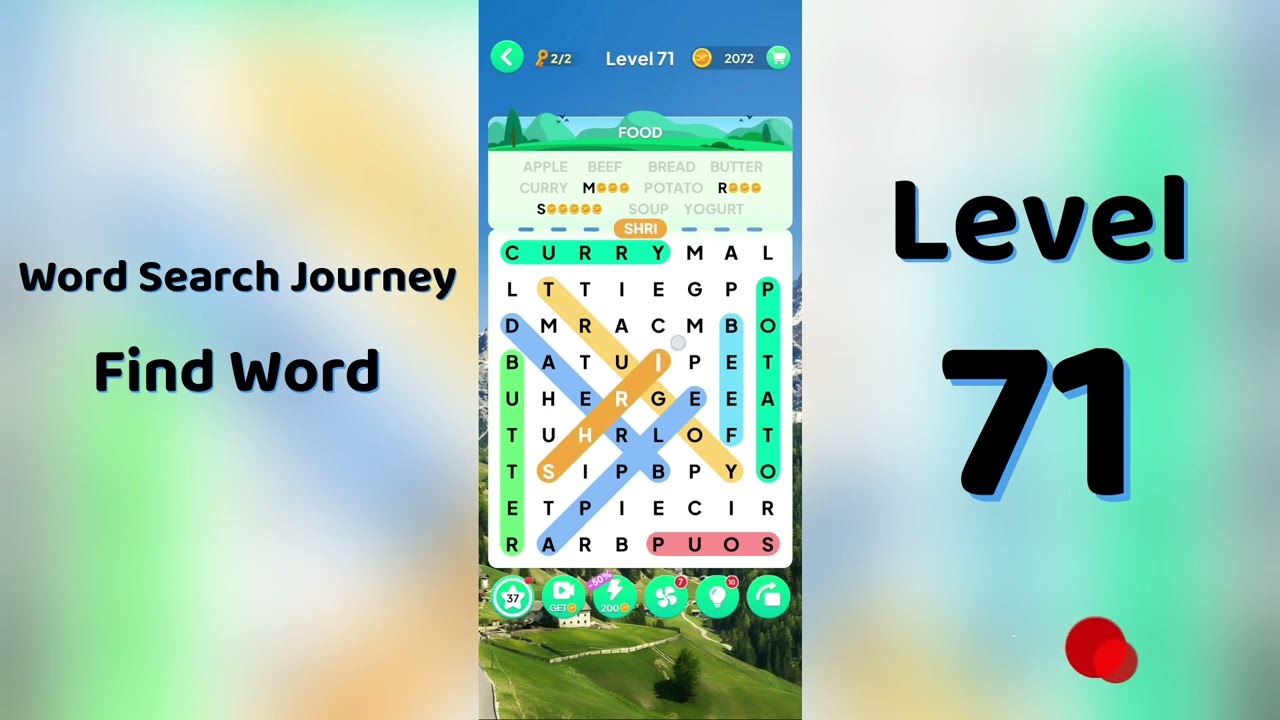 Word Search Journey Level 71 Answers | Find Word 🧩✨ | SolutionGuruji