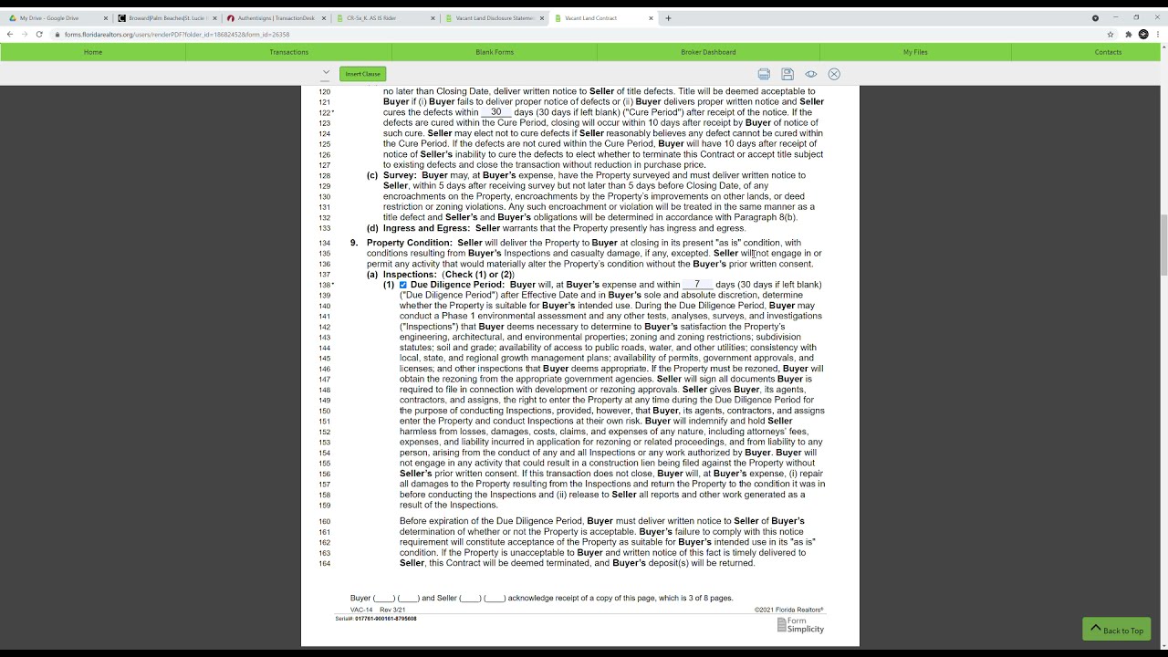 Vacant Land Contract & Vacant Land Disclosure Statement (Nizz Realty