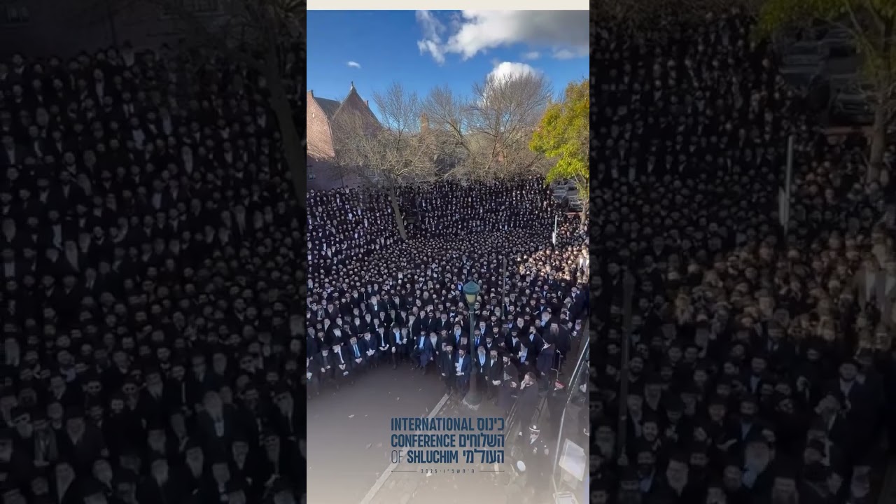 Thousands of Shluchim gathered outside 770 E. Parkway Sunday morning for their annual group photo