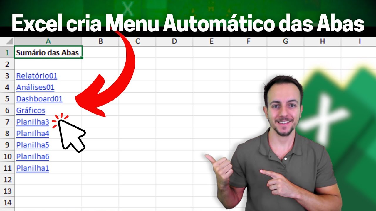Código VBA Excel cria Índice Interativo das Abas da Planilha | Como Fazer