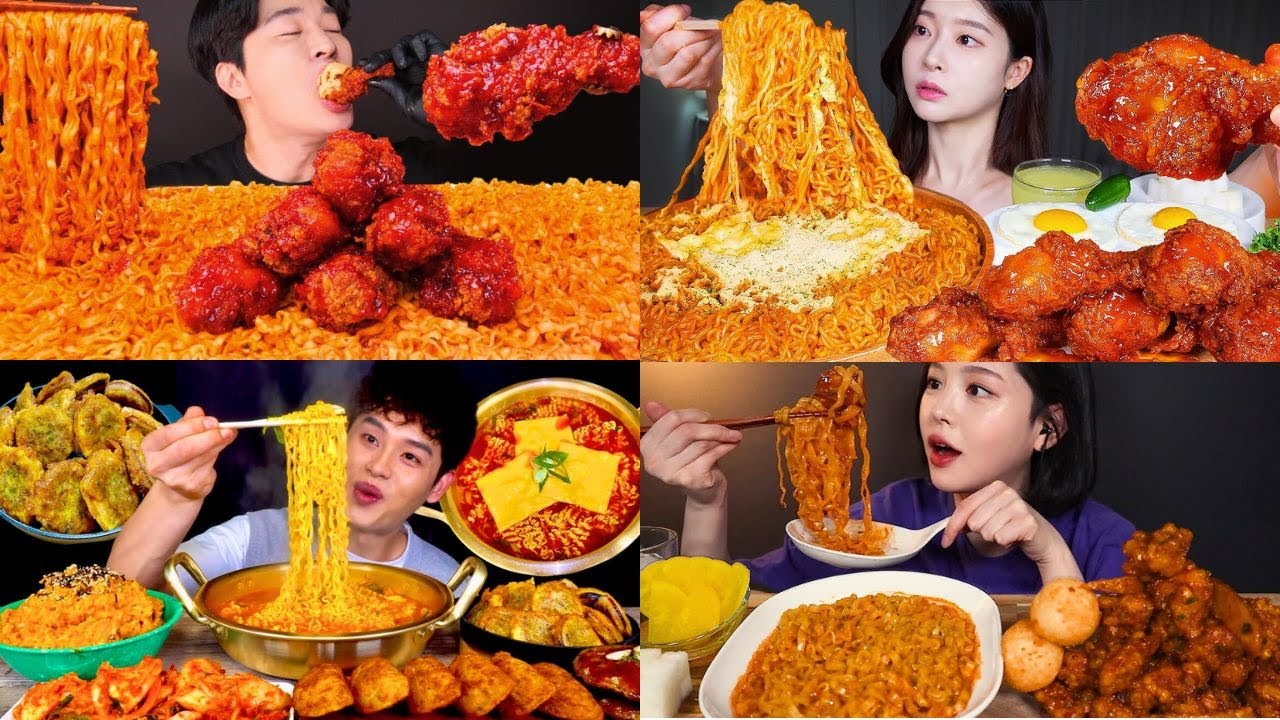 CARBO FIRE NOODLES CHALLENGE 🔥🌶️ WITH FRIED CHICKEN | EXTREME MUKBANG 😱🔥BEST EATING SOUNDS