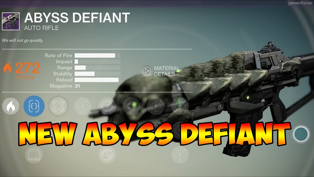 DESTINY NEW ABYSS DEFIANT AUTO RIFLE YouTube