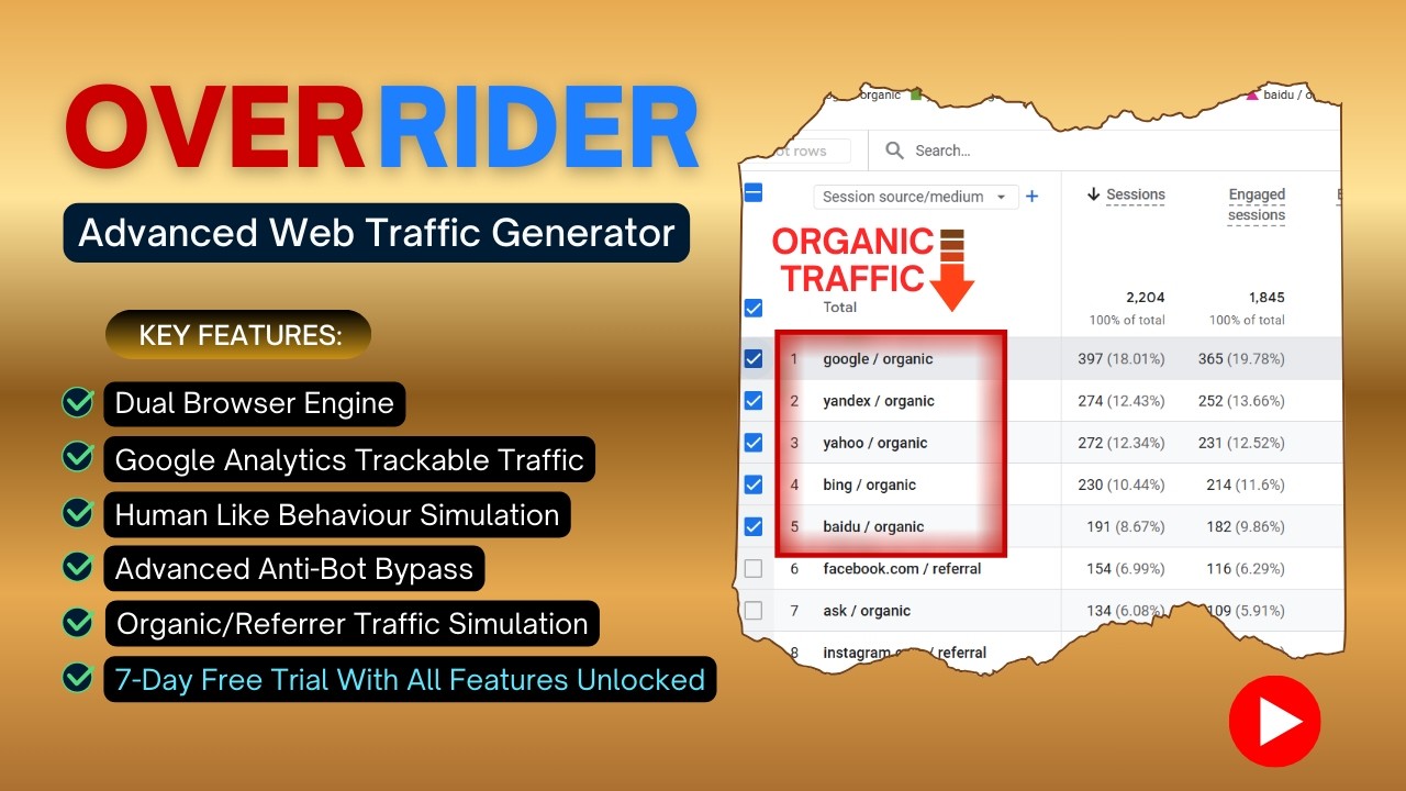 OverRider Website Traffic Generation - YouTube
