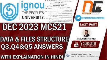 Dec-2023 MCS021 Part 2 Q3, Q4,Q5 solutions in Hindi #ignoubca #ignouexams #ignouquestionpaper #ignou