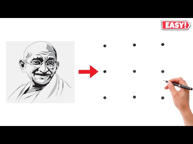 How to Draw Gandhiji From Dots | Easy Gandhiji Drawing | Dots Drawing | Gandhiji  Drawing - YouTube