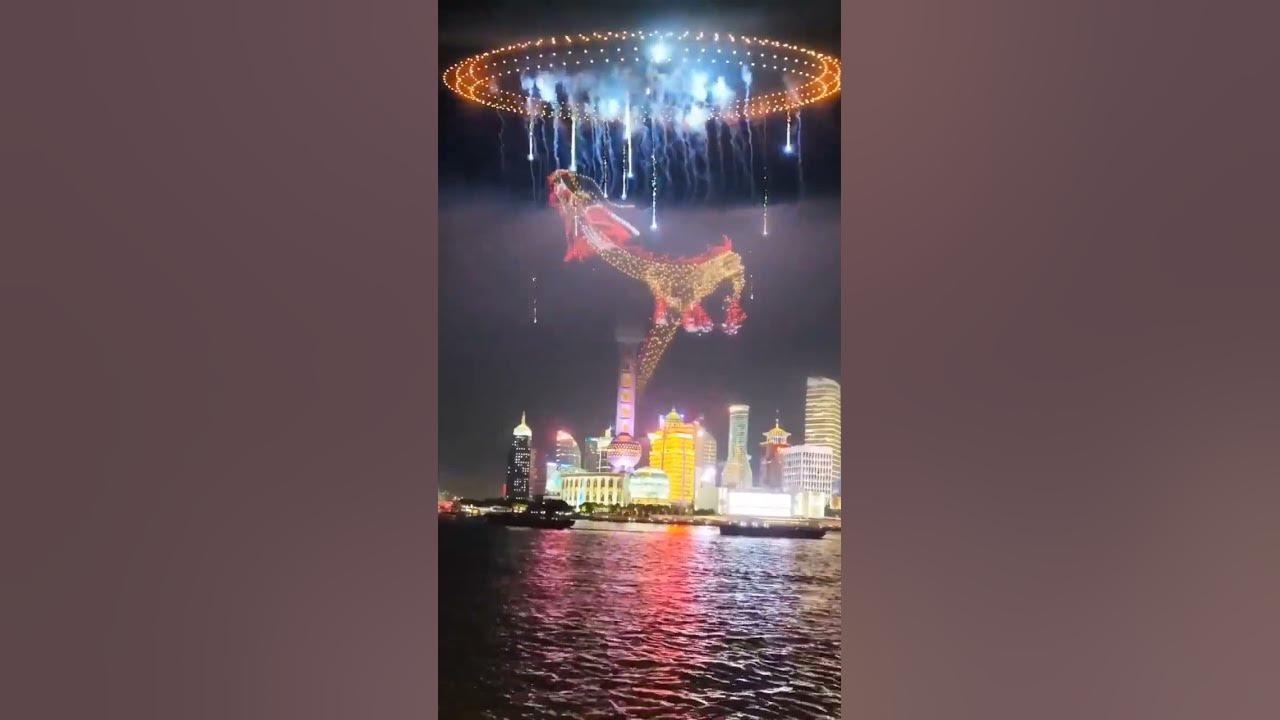 Happy New Year 2025  with a massive drone show from shanghai, China 🇨🇳 #skyshow