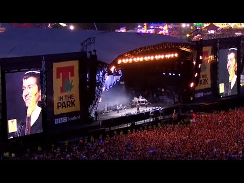 Alex Turner with Disclosure bleeding through Arctic Monkeys' set at T In The Park 2014