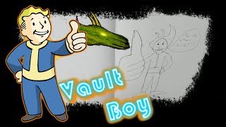 Fallout Vault Boy fanart - Drawing Vault Boy - DragoNate Draws from Instructions with Rocky