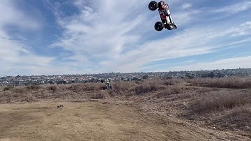 Arrma kraton 8 vs Losi dbxl-e (big air and backflips)