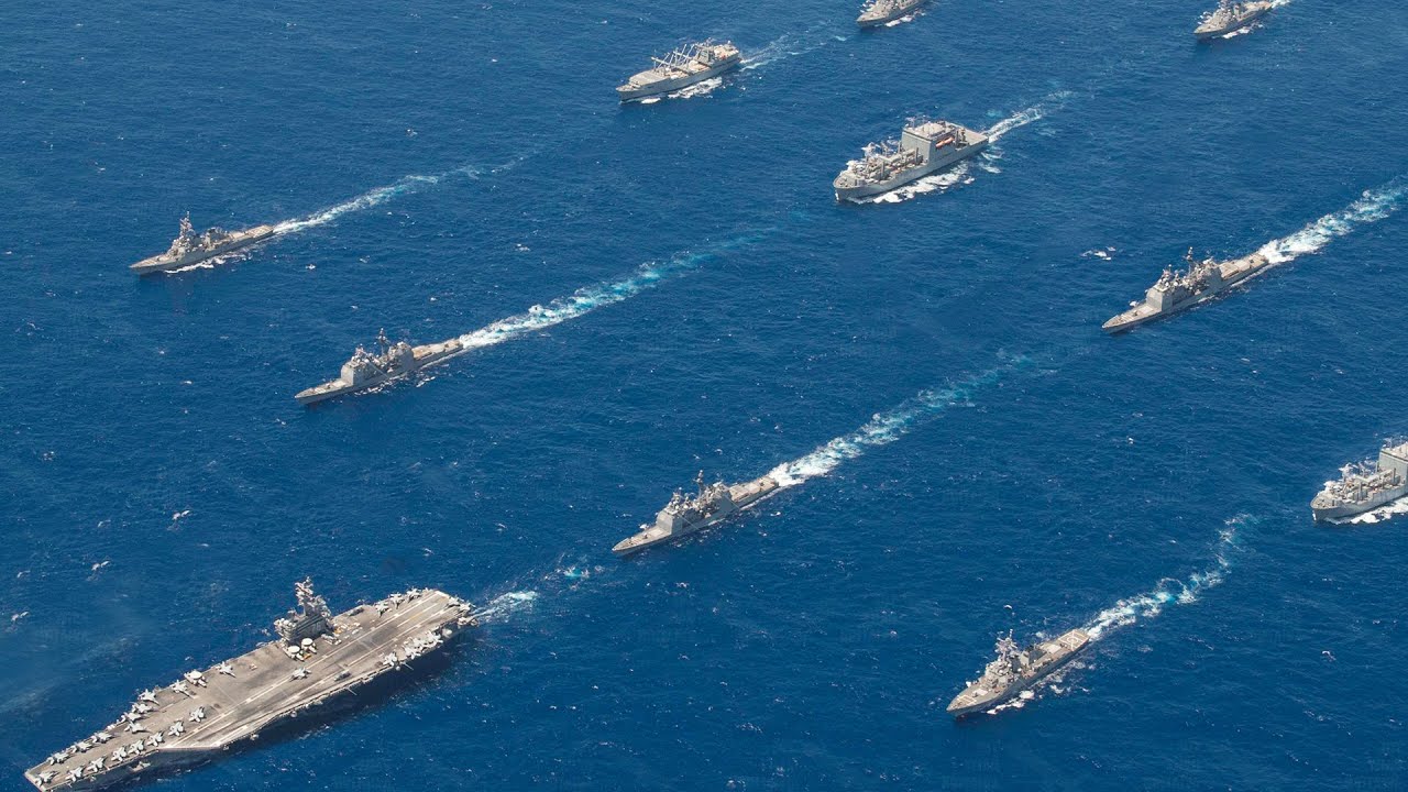 US Massive Aircraft Carrier Moving with Entire Strike Group
