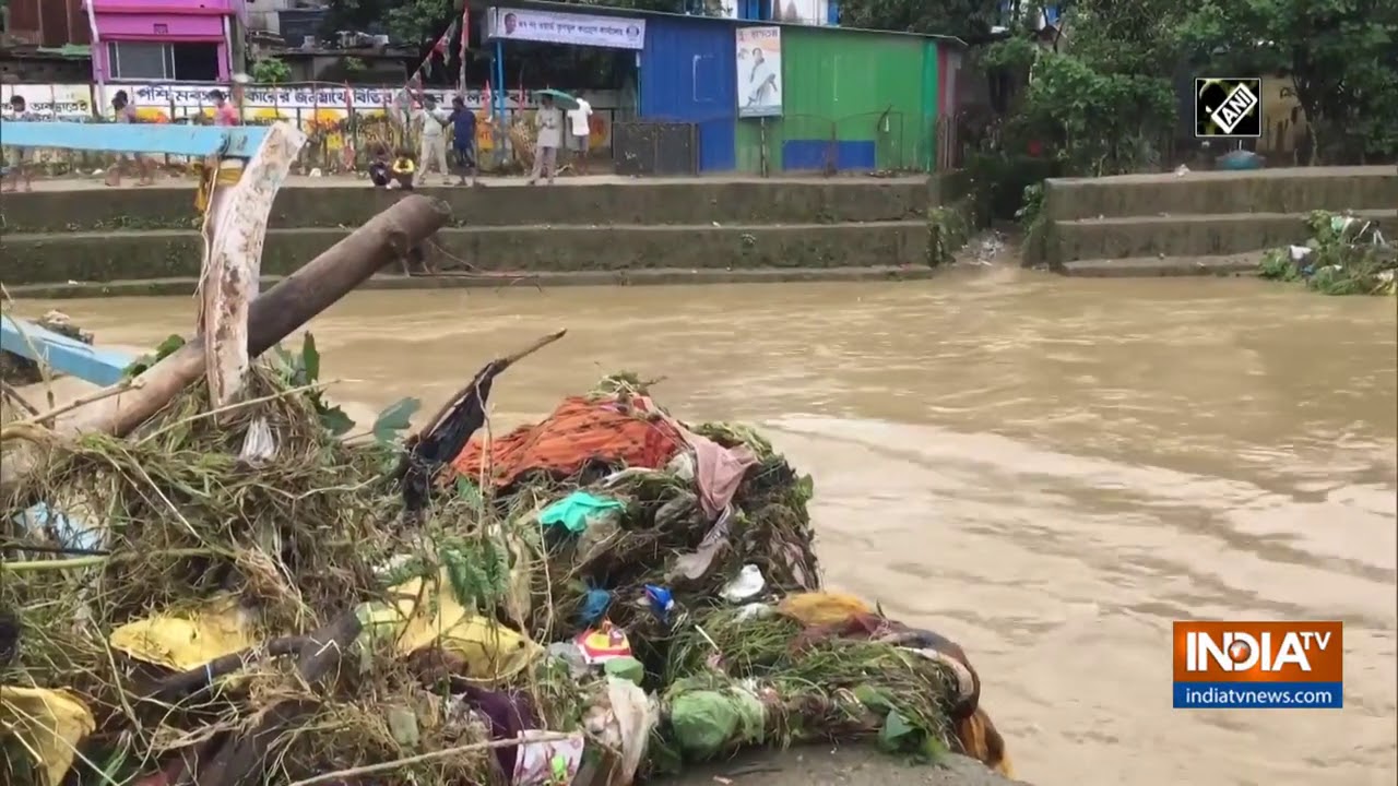 Garbage accumulates on iron bridge following rainfall in Siliguri